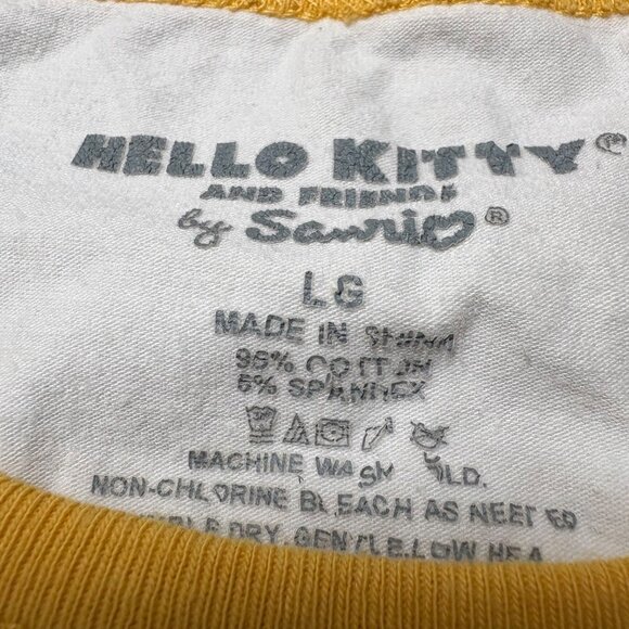 Hello Kitty & Friends Graphic T-Shirt Yellow Trim Girls Large Sanrio - Picture 2 of 3
